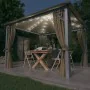 Pavillon mit Vorhang und taupefarbenem Aluminium-Lichtband 300x300 cm von vidaXL, Zelte und Pavillons - Ref: Foro24-3070334, ...