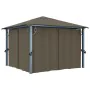 Pavillon mit Vorhang und taupefarbenem Aluminium-Lichtband 300x300 cm von vidaXL, Zelte und Pavillons - Ref: Foro24-3070334, ...