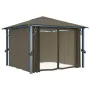 Pavillon mit Vorhang und taupefarbenem Aluminium-Lichtband 300x300 cm von vidaXL, Zelte und Pavillons - Ref: Foro24-3070334, ...