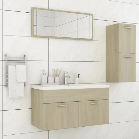 Badezimmermöbel-Set aus Sonoma-Eichenholzwerkstoff von vidaXL, Badezimmermöbel - Ref: Foro24-3071021, Preis: 113,86 €, Rabatt: %