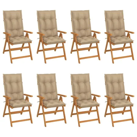 Reclining garden chairs with cushions 8 pcs solid teak by vidaXL, Garden chairs - Ref: Foro24-3072559, Price: 889,06 €, Disco...