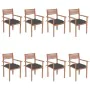 Stackable garden chairs 8 units teak wood with cushions by vidaXL, Garden chairs - Ref: Foro24-3072615, Price: 665,62 €, Disc...