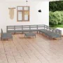 Garden furniture set 12 pieces solid gray pine wood by vidaXL, Garden sets - Ref: Foro24-3083151, Price: 550,54 €, Discount: %