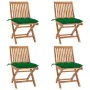 Folding garden chairs 4 pcs solid teak wood with cushions by vidaXL, Garden chairs - Ref: Foro24-3072827, Price: 351,37 €, Di...