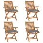 Folding garden chairs 4 pcs solid teak wood with cushions by vidaXL, Garden chairs - Ref: Foro24-3072739, Price: 494,42 €, Di...