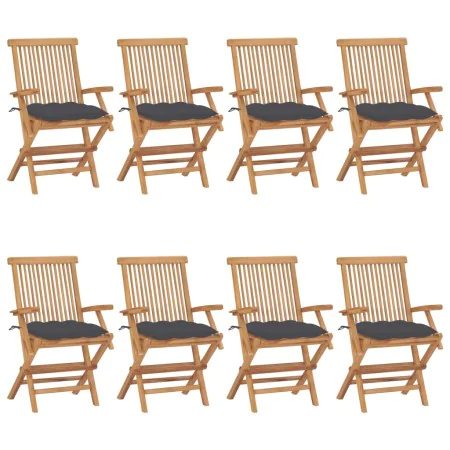 Garden chairs 8 units teak wood with anthracite gray cushions by vidaXL, Garden chairs - Ref: Foro24-3072904, Price: 602,63 €...