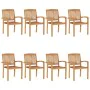 Stackable garden chairs 8 pcs teak wood with cushions by vidaXL, Garden chairs - Ref: Foro24-3073286, Price: 967,19 €, Discou...