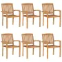 Stackable garden chairs 6 pcs teak wood with cushions by vidaXL, Garden chairs - Ref: Foro24-3073236, Price: 719,24 €, Discou...