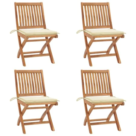 Folding garden chairs 4 pcs solid teak wood with cushions by vidaXL, Garden chairs - Ref: Foro24-3072809, Price: 365,57 €, Di...