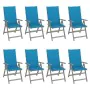 Reclining garden chairs and cushions 8 units gray acacia wood by vidaXL, Garden chairs - Ref: Foro24-3075145, Price: 572,35 €...