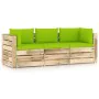 3-seater pallet sofa with green impregnated pine wood cushions by vidaXL, Garden sets - Ref: Foro24-3074566, Price: 363,61 €,...