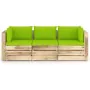 3-seater pallet sofa with green impregnated pine wood cushions by vidaXL, Garden sets - Ref: Foro24-3074566, Price: 363,61 €,...