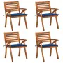 Garden chairs with cushions 4 units solid acacia wood by vidaXL, Garden chairs - Ref: Foro24-3075184, Price: 373,27 €, Discou...