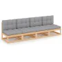 4-seater garden sofa with solid pine wood cushions by vidaXL, Outdoor sofas - Ref: Foro24-3076389, Price: 435,82 €, Discount: %