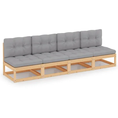 4-seater garden sofa with solid pine wood cushions by vidaXL, Outdoor sofas - Ref: Foro24-3076389, Price: 435,82 €, Discount: %