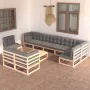 Garden furniture set 10 pieces and cushions solid pine wood by vidaXL, Garden sets - Ref: Foro24-3076729, Price: 885,42 €, Di...