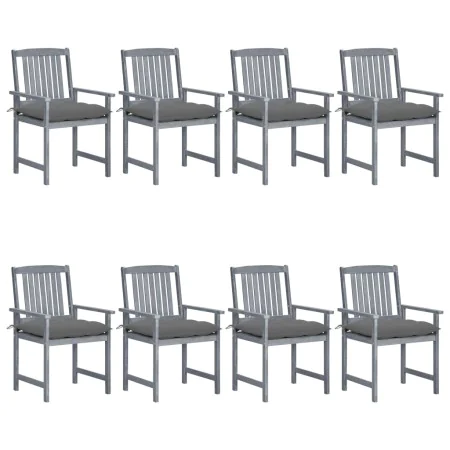 Garden chairs with cushions 8 pcs solid gray acacia wood by vidaXL, Garden chairs - Ref: Foro24-3078250, Price: 534,75 €, Dis...