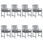 Garden chairs with cushions 8 pcs solid gray acacia wood by vidaXL, Garden chairs - Ref: Foro24-3078250, Price: 534,75 €, Dis...