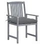 Garden chairs with cushions 8 pcs solid gray acacia wood by vidaXL, Garden chairs - Ref: Foro24-3078250, Price: 534,75 €, Dis...