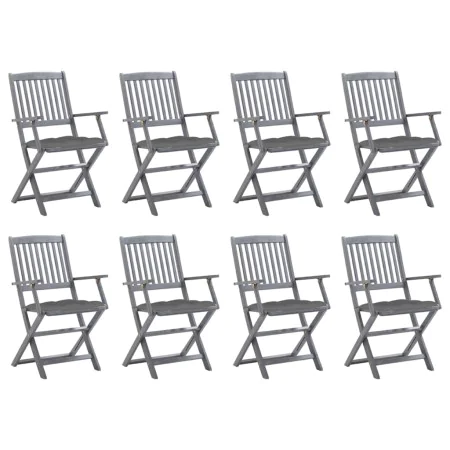 8 pcs folding garden chairs and solid acacia wood cushions by vidaXL, Garden chairs - Ref: Foro24-3078278, Price: 379,27 €, D...