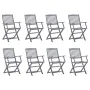 8 pcs folding garden chairs and solid acacia wood cushions by vidaXL, Garden chairs - Ref: Foro24-3078278, Price: 379,27 €, D...