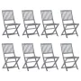 8 pcs folding garden chairs and solid acacia wood cushions by vidaXL, Garden chairs - Ref: Foro24-3078291, Price: 398,33 €, D...