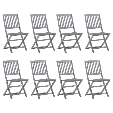 8 pcs folding garden chairs and solid acacia wood cushions by vidaXL, Garden chairs - Ref: Foro24-3078291, Price: 398,33 €, D...