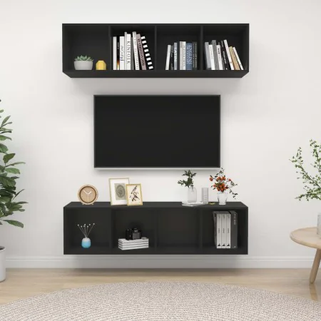 Wohnzimmermöbel Wand 2 Stück Holzwerkstoff schwarz von vidaXL, TV-Möbel - Ref: Foro24-3079782, Preis: 119,77 €, Rabatt: %