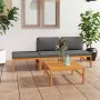 Garden furniture set 4 pieces teak wood and gray cushions by vidaXL, Garden sets - Ref: Foro24-3087249, Price: 315,87 €, Disc...