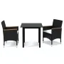 3-piece garden dining set and black synthetic rattan cushions by vidaXL, Garden sets - Ref: Foro24-3094997, Price: 272,72 €, ...