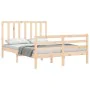 Bed frame with solid wood headboard 140x200 cm by vidaXL, Beds and slatted bases - Ref: Foro24-3193791, Price: 123,55 €, Disc...