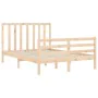 Bed frame with solid wood headboard 140x200 cm by vidaXL, Beds and slatted bases - Ref: Foro24-3193791, Price: 123,55 €, Disc...