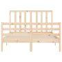 Bed frame with solid wood headboard 140x200 cm by vidaXL, Beds and slatted bases - Ref: Foro24-3193791, Price: 123,55 €, Disc...