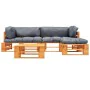 Garden pallet furniture with gray cushions 4 pieces wood by vidaXL, Garden sets - Ref: Foro24-277459, Price: 368,35 €, Discou...