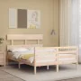 Double bed frame with solid wood headboard by vidaXL, Beds and slatted bases - Ref: Foro24-3195061, Price: 112,53 €, Discount: %