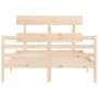 Double bed frame with solid wood headboard by vidaXL, Beds and slatted bases - Ref: Foro24-3195061, Price: 112,53 €, Discount: %