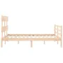 Double bed frame with solid wood headboard by vidaXL, Beds and slatted bases - Ref: Foro24-3195061, Price: 112,53 €, Discount: %