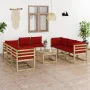 9-piece garden furniture set with impregnated wood cushions by vidaXL, Garden sets - Ref: Foro24-3065226, Price: 476,28 €, Di...