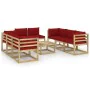 9-piece garden furniture set with impregnated wood cushions by vidaXL, Garden sets - Ref: Foro24-3065226, Price: 476,28 €, Di...