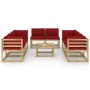 9-piece garden furniture set with impregnated wood cushions by vidaXL, Garden sets - Ref: Foro24-3065226, Price: 476,28 €, Di...