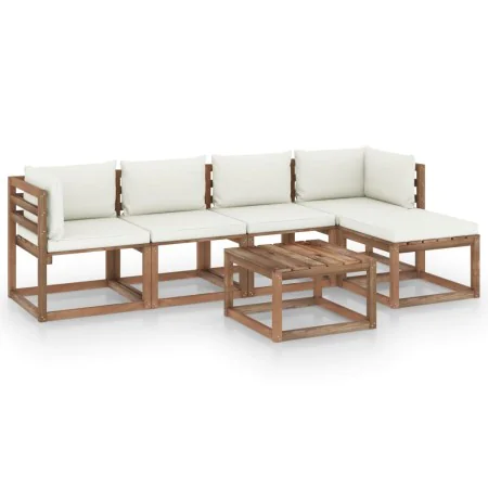 6-piece garden furniture set with cream cushions by vidaXL, Garden sets - Ref: Foro24-3067394, Price: 371,09 €, Discount: %