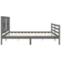 Double bed frame with gray solid wood headboard by vidaXL, Beds and slatted bases - Ref: Foro24-3194588, Price: 186,00 €, Dis...