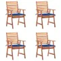 Garden dining chairs and cushions 4 pcs solid acacia wood by vidaXL, Garden chairs - Ref: Foro24-3078330, Price: 252,45 €, Di...