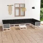 11-teiliges Gartenmöbel-Set mit Kissen aus weißem Kiefernholz von vidaXL, Gartensets - Ref: Foro24-3077325, Preis: 861,44 €, ...