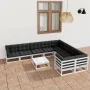 Garden furniture set, 10 pieces with white pine wood cushions. by vidaXL, Garden sets - Ref: Foro24-3077040, Price: 772,74 €,...