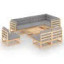 Set mit 9 Gartenmöbeln und Kissen aus massivem Zirbenholz von vidaXL, Gartensets - Ref: Foro24-3076679, Preis: 832,01 €, Raba...