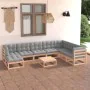 Gartenmöbel-Set 9-teilig und Kissen aus massivem Kiefernholz von vidaXL, Gartensets - Ref: Foro24-3076769, Preis: 751,25 €, R...