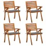 Garden chairs with cushions, 4 units, solid acacia wood. by vidaXL, Garden chairs - Ref: Foro24-3075175, Price: 371,71 €, Dis...