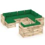 Gartenmöbel 10-teilig mit grün imprägnierten Holzkissen von vidaXL, Gartensets - Ref: Foro24-3074800, Preis: 1,00 €, Rabatt: %