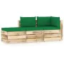 3-piece garden furniture with green impregnated wood cushions by vidaXL, Garden sets - Ref: Foro24-3074584, Price: 269,16 €, ...